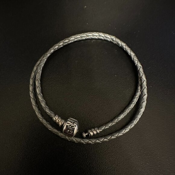 Pandora Jewelry - Pandora Bracelet - Gray Leather Double Wrap with Silver Clasp - NWOT